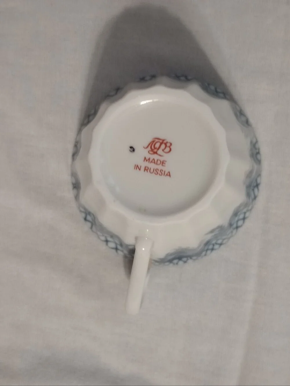 Lomonosov Imperial Porcelain Rhapsody Blue Pattern LFZ Cup & Saucer Set - Russia